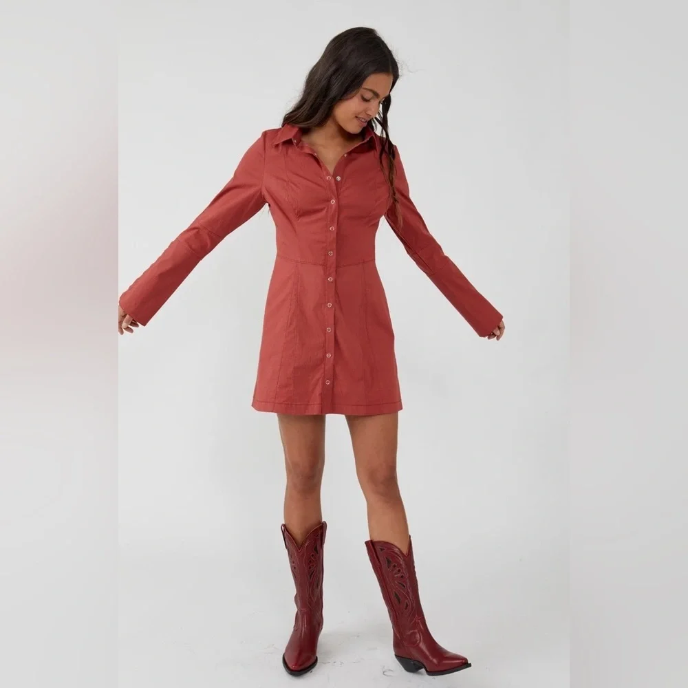 Free People - Thea Mini Dress-Pink Cinnamon